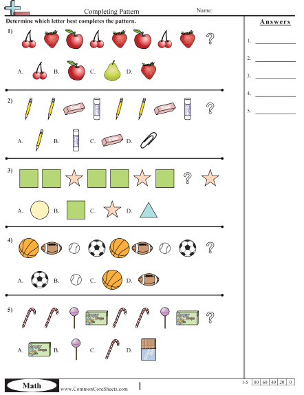 Continuing Patterns (Visual) Worksheet - Completing Pattern  worksheet